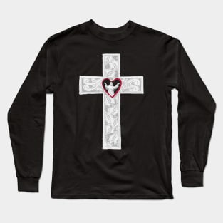 Cross With Heart And Jesus Long Sleeve T-Shirt